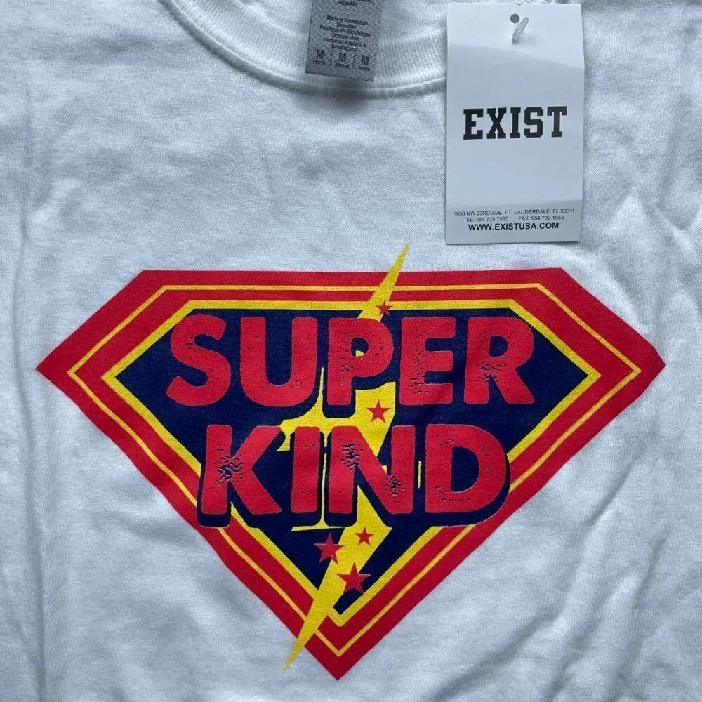 Exist NWT Boys White Super Kind short sleeve shirt Medium - Picture 2 of 4